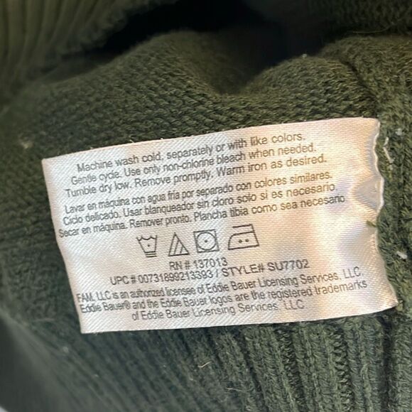 EDDIE BAUER Sweater Men's XL Green Blue Colorblock 1/4 Zip Cotton Knit Pullover - Picture 7 of 13